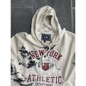 Blind Rooster Sweatshirt Mens Large Oatmeal Art‎ Wrap Around Hoodie New York